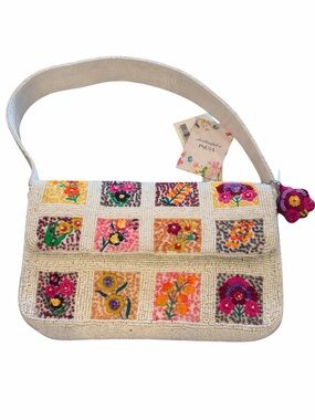 Viral Floral Tile Beaded Bag NWT